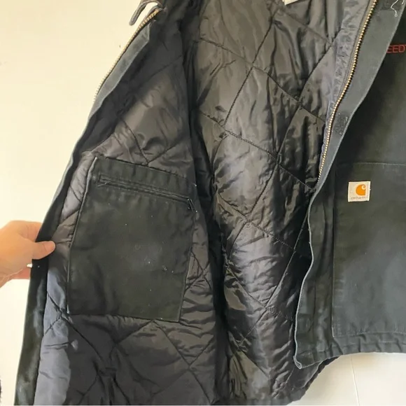 Carhartt Detroit Jacket Black Cottom Canvas Farmer Proceed Personalized Mens XL - Picture 6 of 11